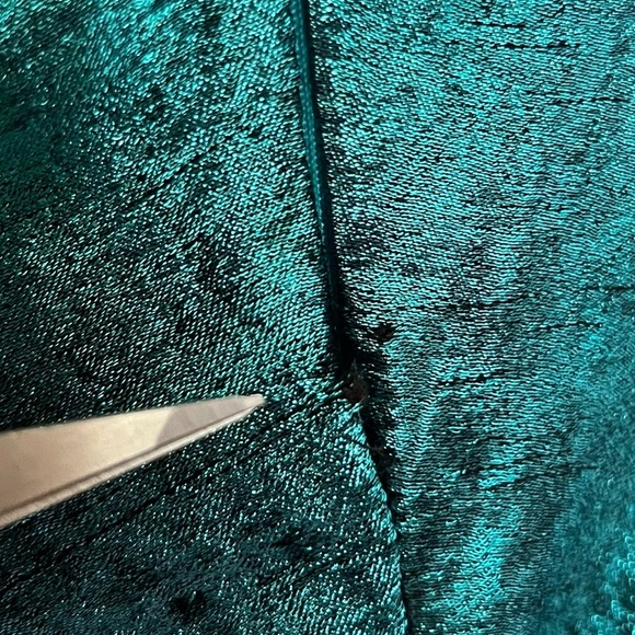 LIV FOSTER JADE Foil Chiffon Metallic Teal Halter Knotted Back Dress Size 2 NWT - Picture 10 of 16